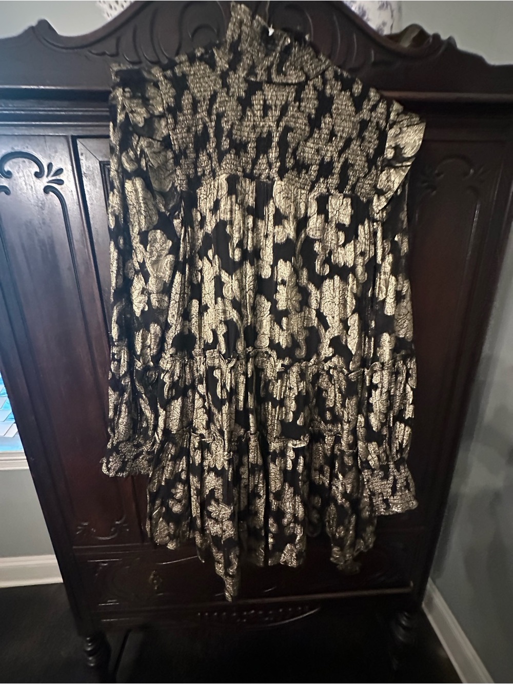 Elan Black Dress with Gold Lurex Detailing